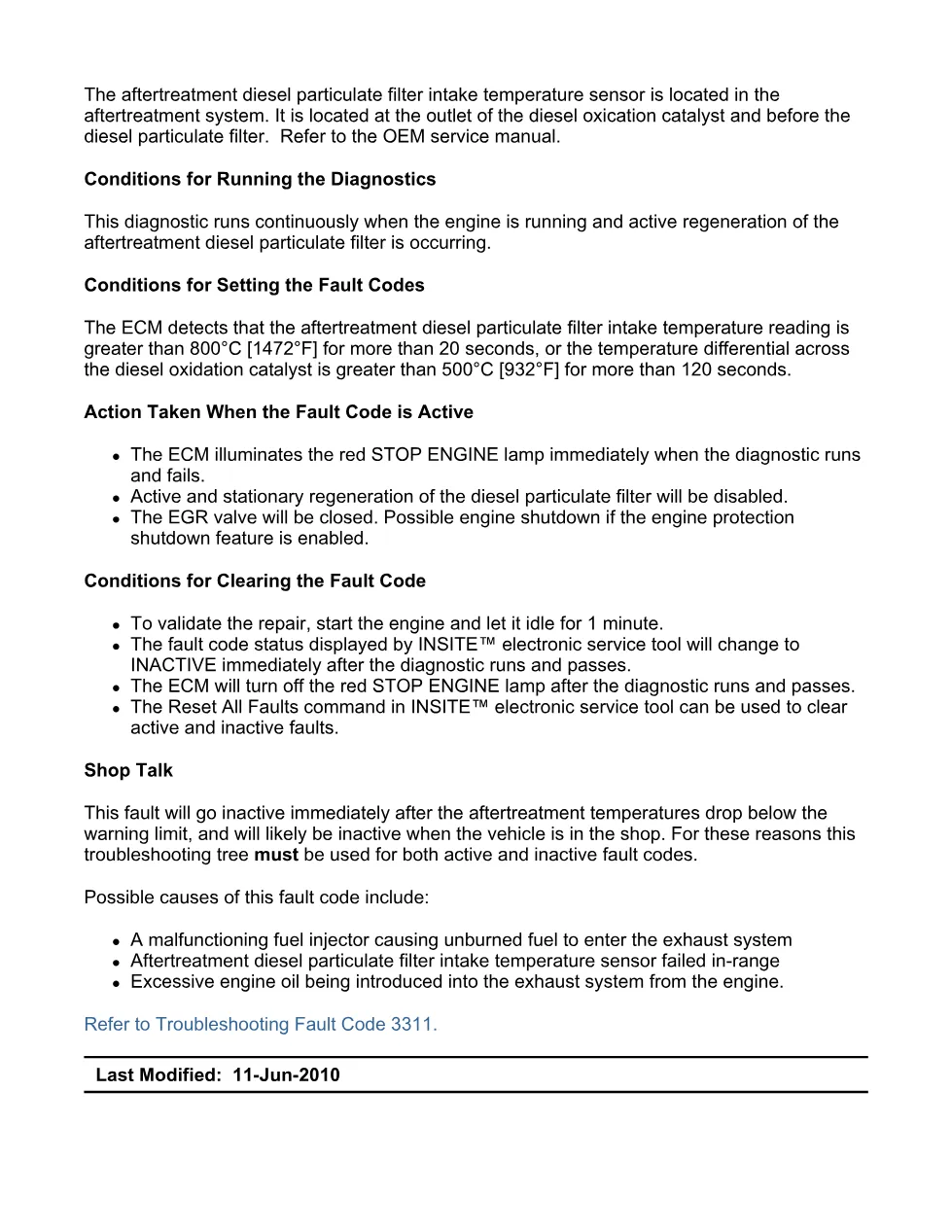 Cummins fault code 3311 manual — DPF intake temperature most - preview page 2 of 6