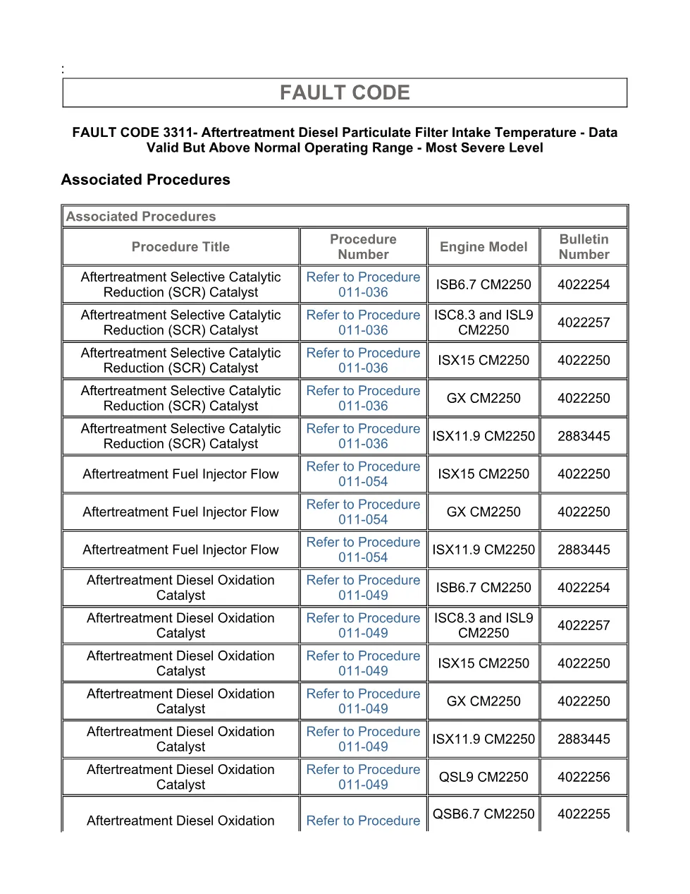 Cummins fault code 3311 manual — DPF intake temperature most - page 3 is available after signing in