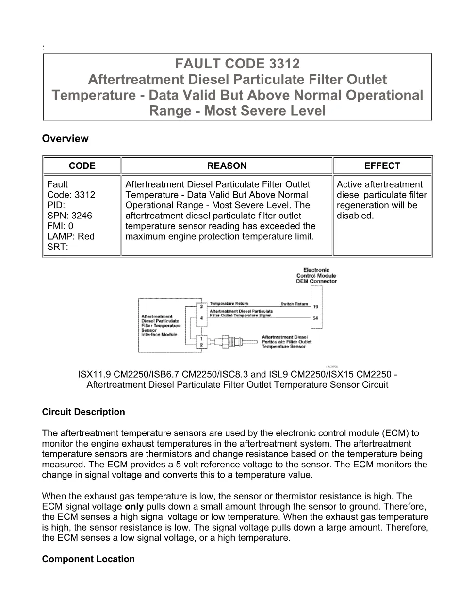 Cummins fault code 3312 manual — DPF outlet temperature most - preview page 1 of 6