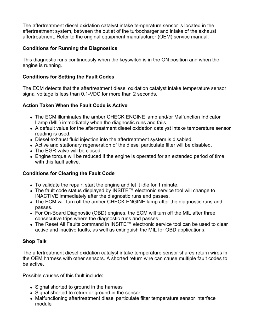 Cummins fault code 3313 manual — DOC intake temperature circuit - preview page 2 of 6