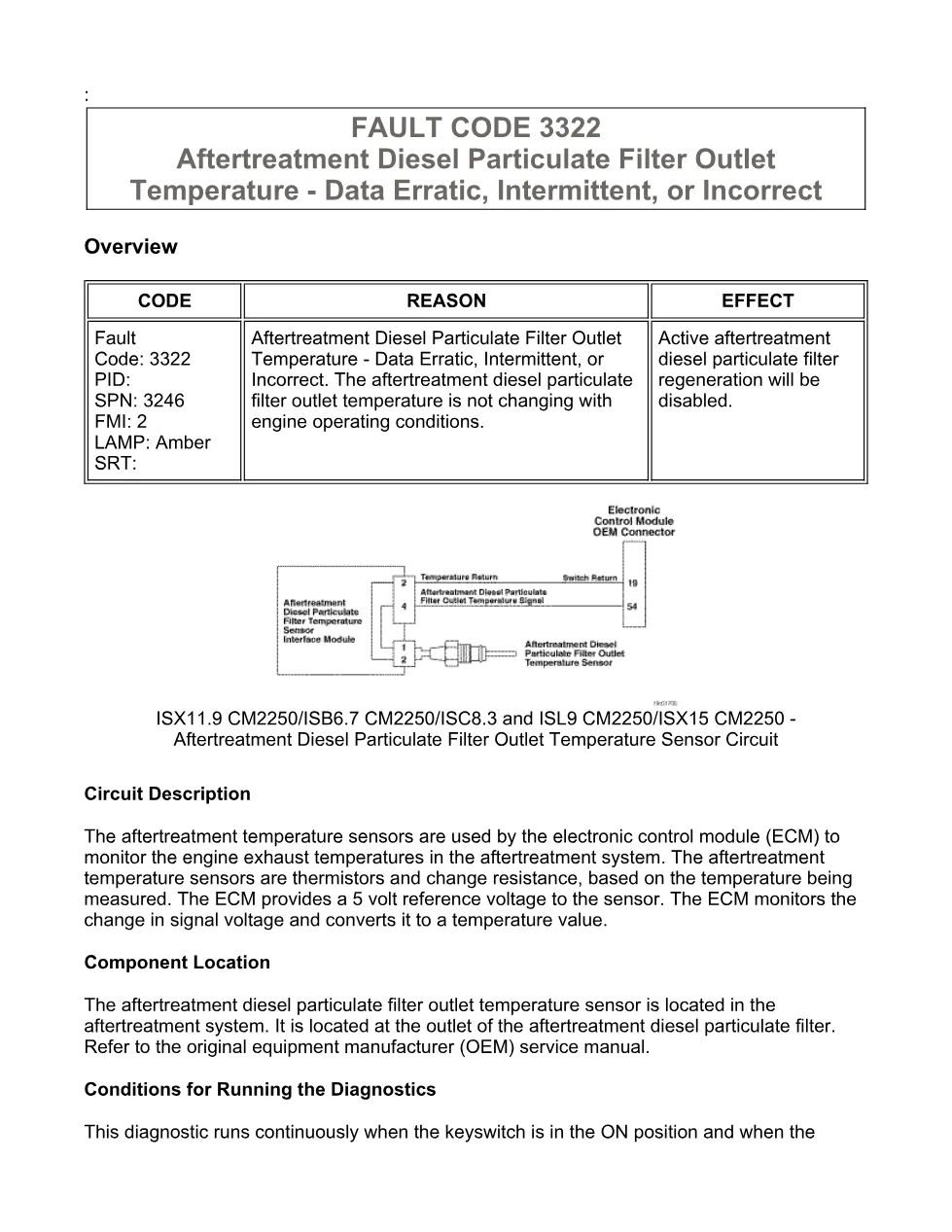 Cummins fault code 3322 manual — DPF outlet temperature erratic - preview page 1 of 6