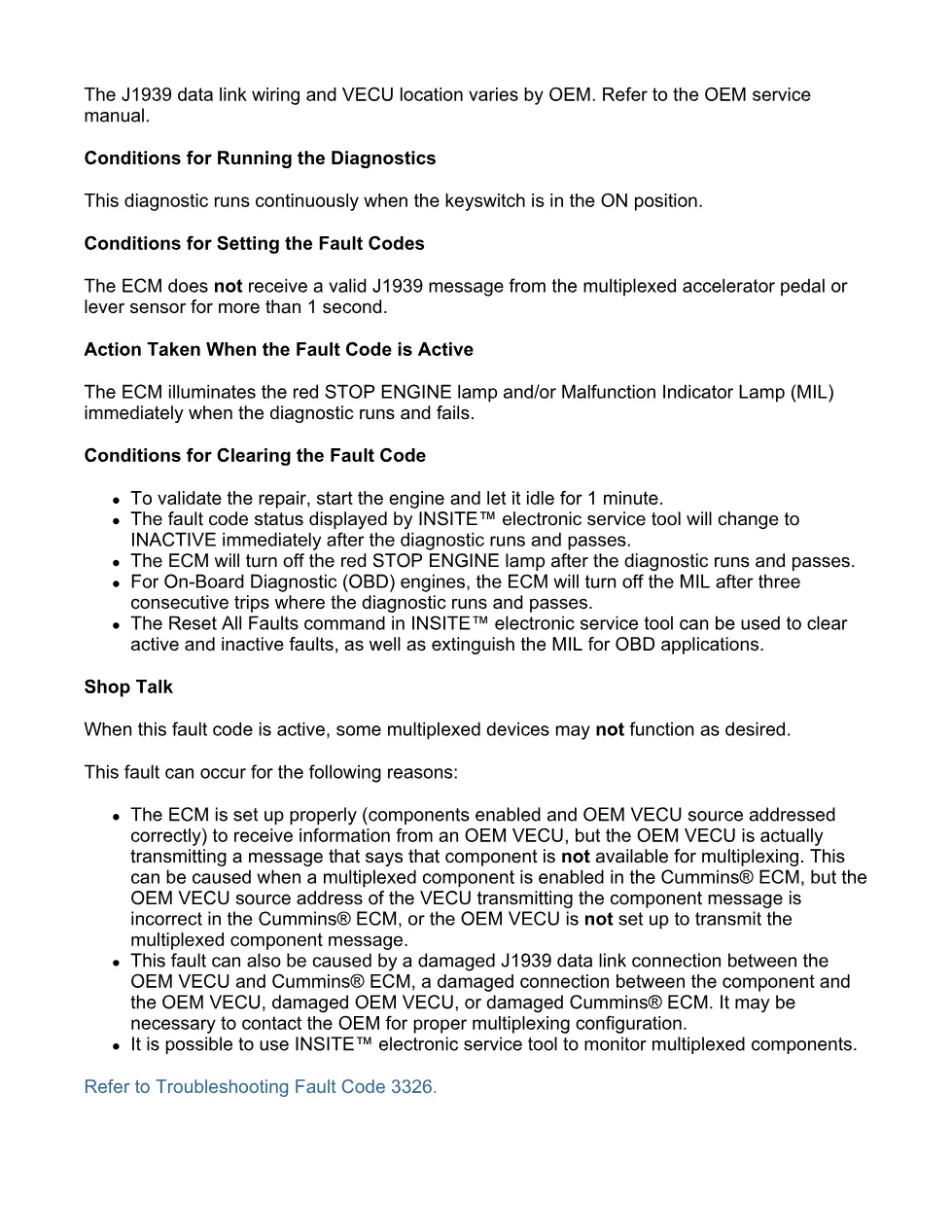 Cummins fault code 3326 manual — J1939 accelerator pedal sensor - preview page 2 of 6