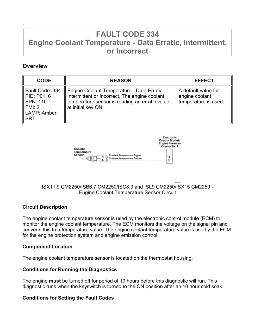 Cummins fault code 334 troubleshooting manual — ISX11.9 CM2250, - preview page 1 of 6