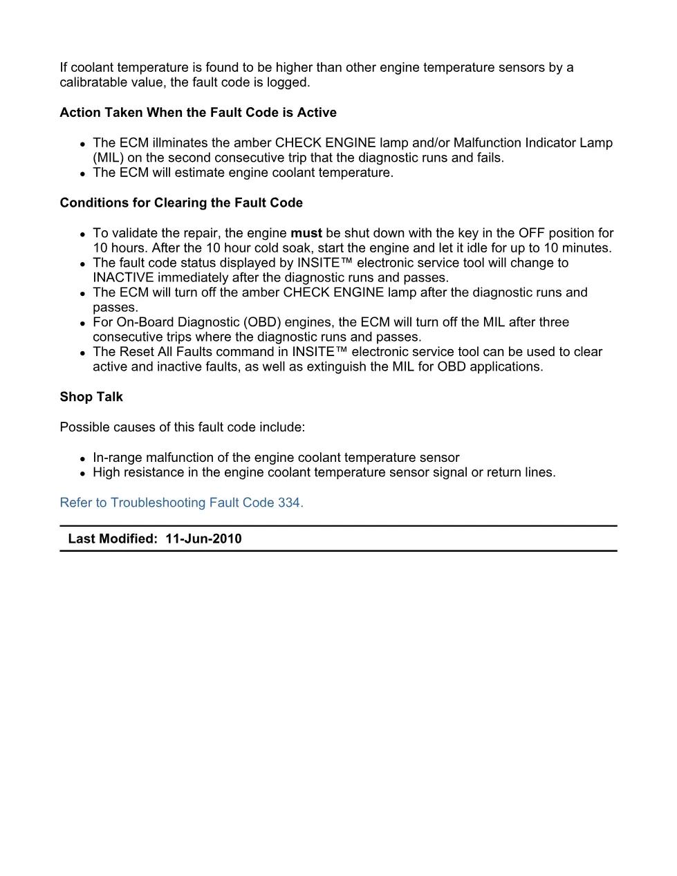 Cummins fault code 334 troubleshooting manual — ISX11.9 CM2250, - preview page 2 of 6
