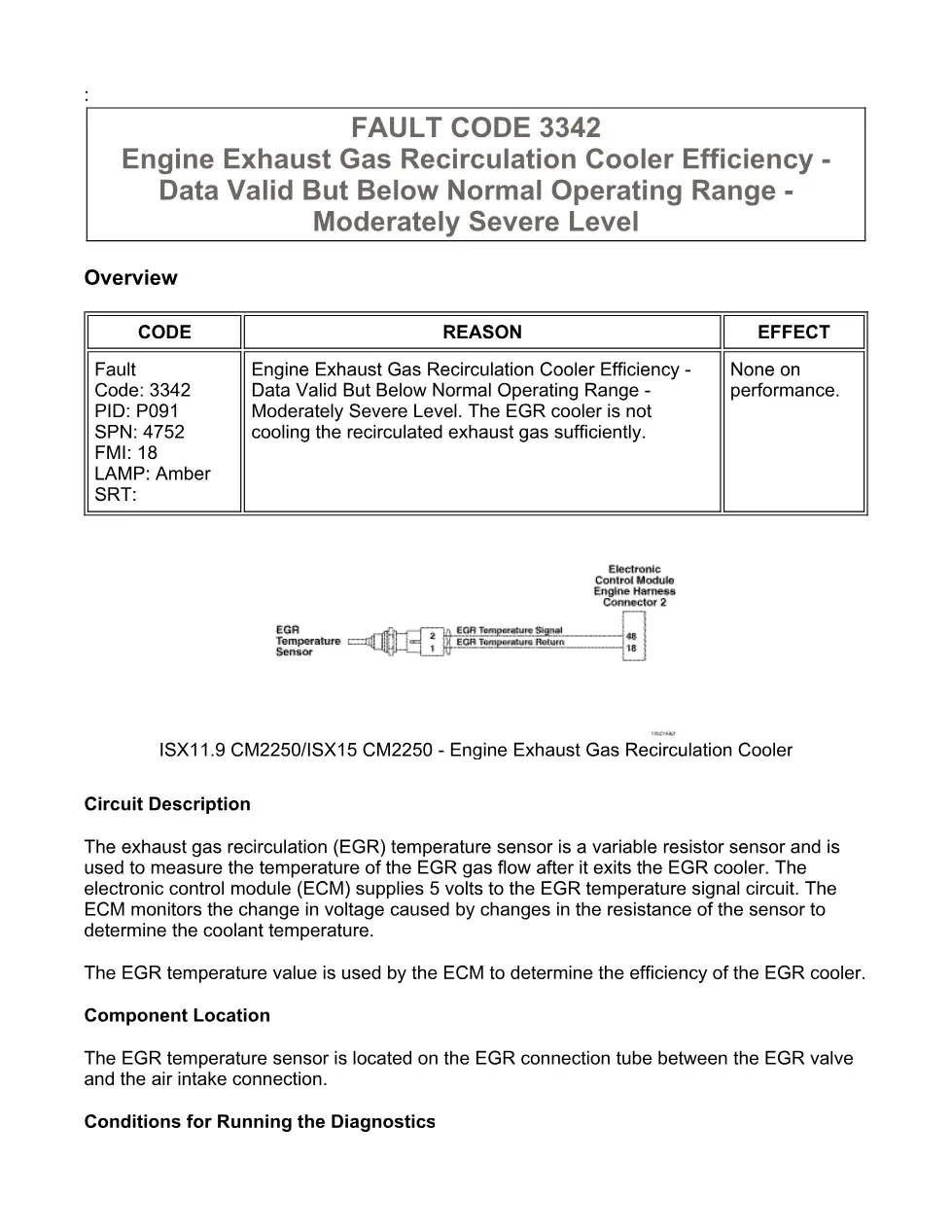 Cummins fault code 3342 manual — EGR cooler efficiency (SPN 4752, - preview page 1 of 6
