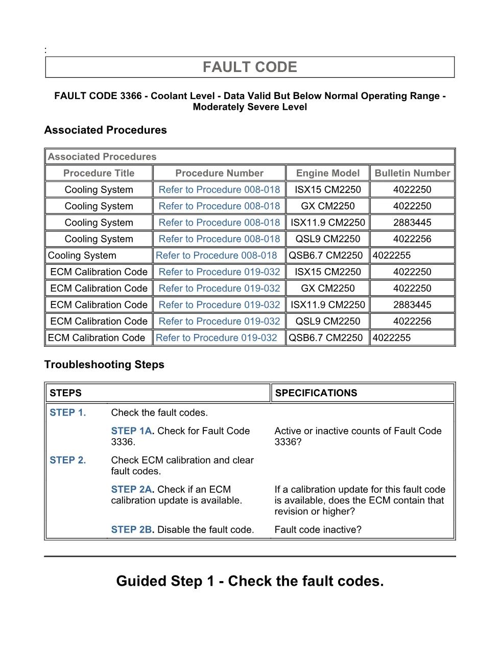 Cummins fault code 3366 — SPN 111 FMI 18 troubleshooting manual - page 3 is available after signing in