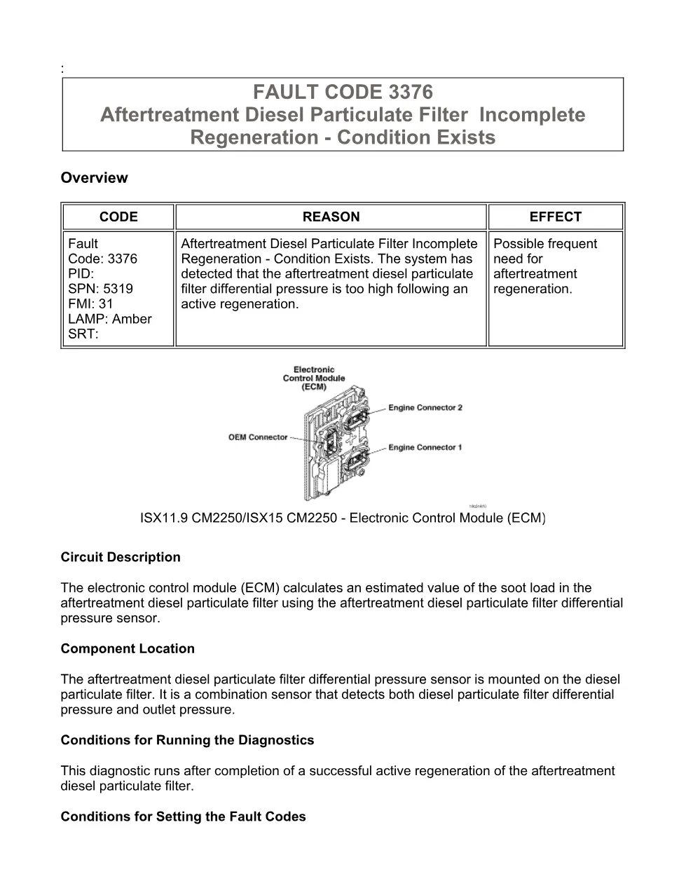 Cummins fault code 3376 — SPN 5319 FMI 31 troubleshooting manual - preview page 1 of 6
