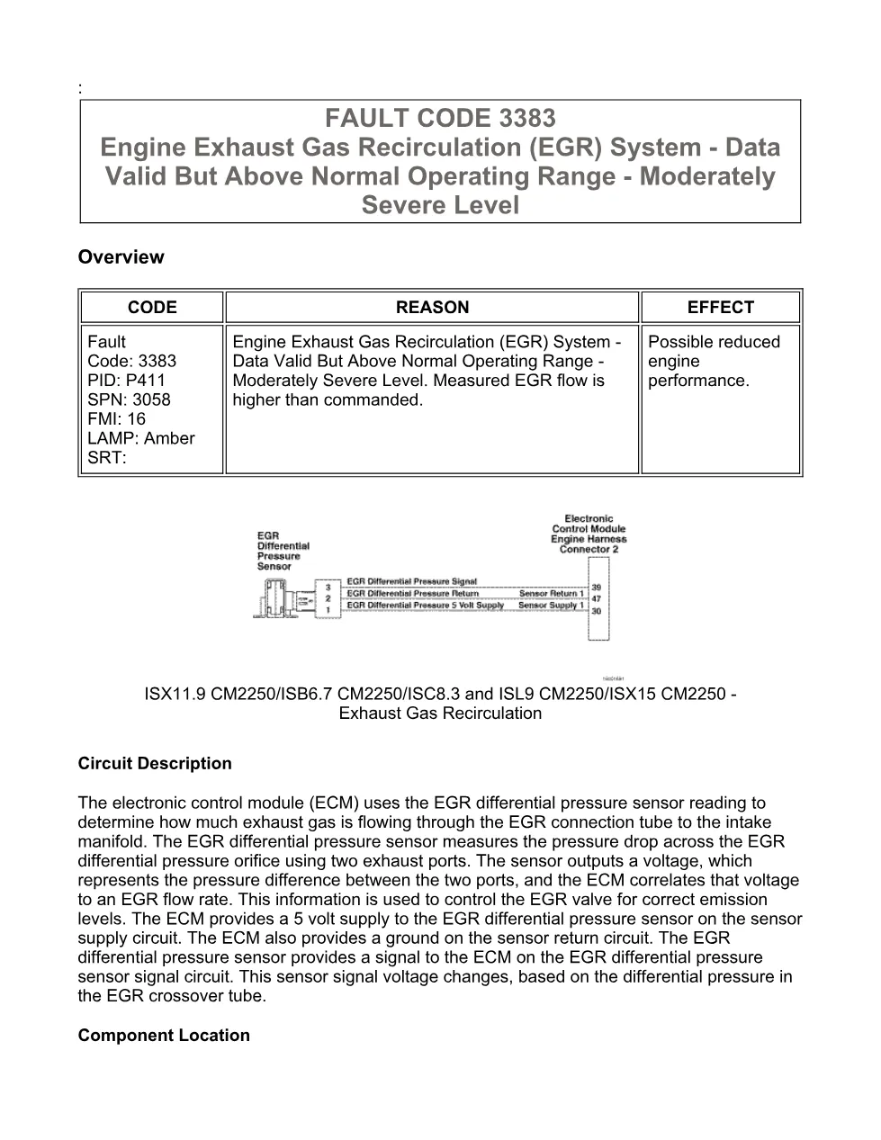 Cummins fault code 3383 — SPN 3058 FMI 16 troubleshooting manual - preview page 1 of 6