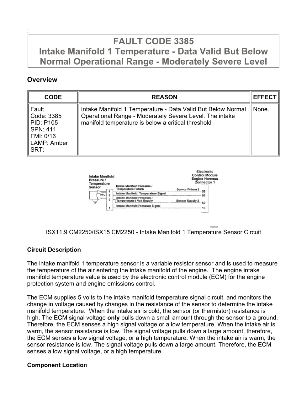 Cummins fault code 3385 — SPN 411 FMI 0/16 troubleshooting manual - preview page 1 of 6
