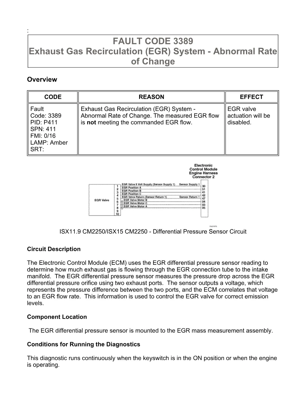Cummins fault code 3389 manual — EGR system abnormal rate of - preview page 1 of 6