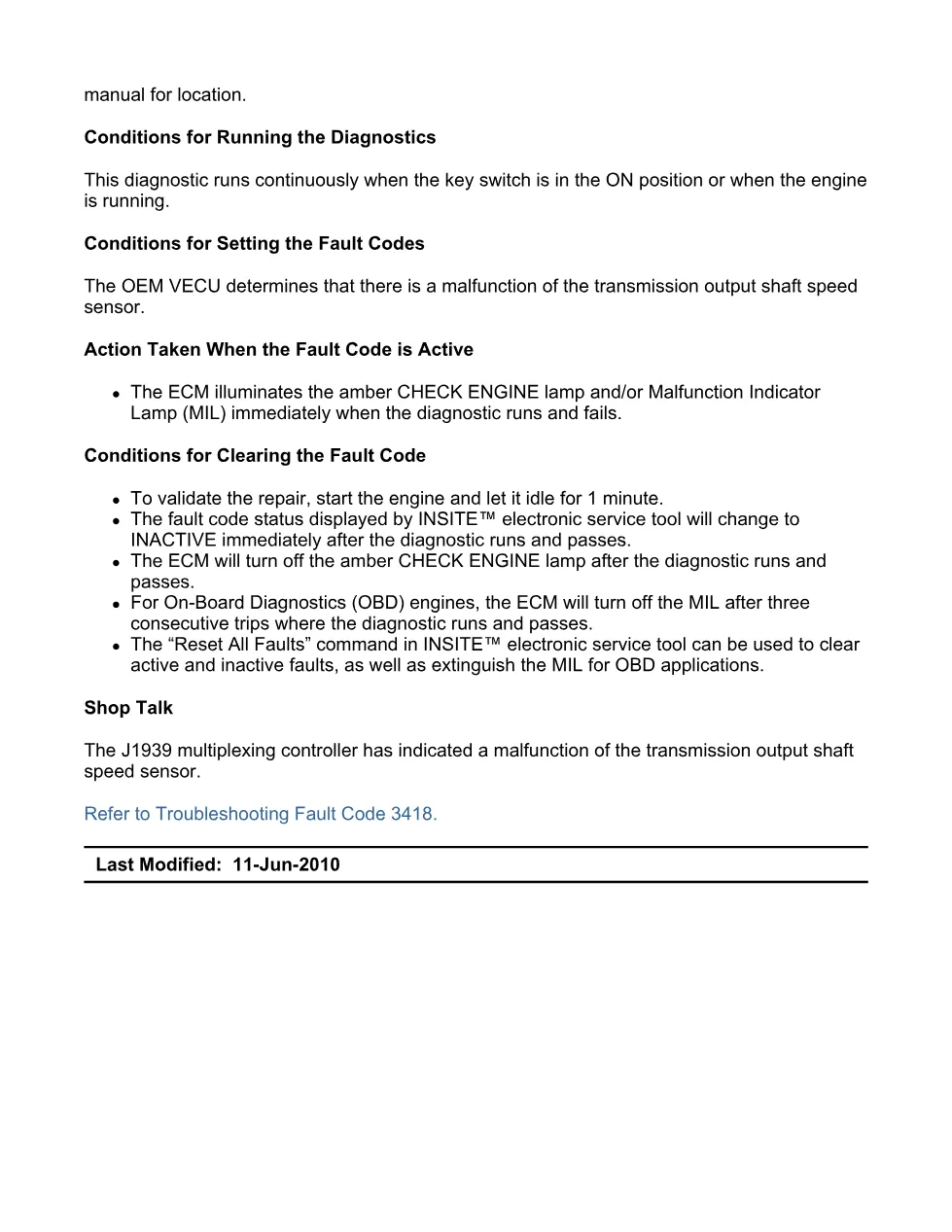 Cummins fault code 3418 — SPN 191 FMI 19 troubleshooting manual - preview page 2 of 6
