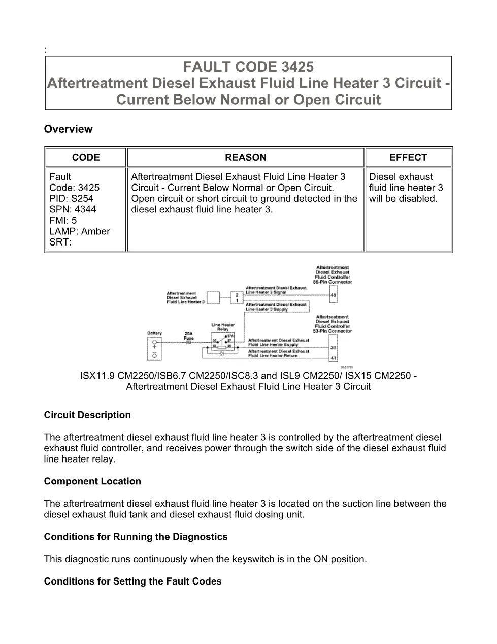 Cummins fault code 3425 — SPN 4344 FMI 5 troubleshooting manual - preview page 1 of 6