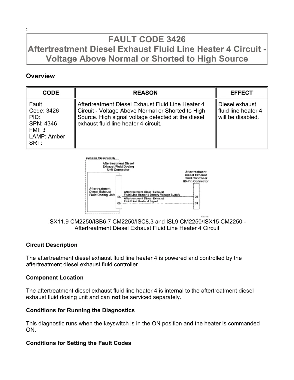 Cummins fault code 3426 — SPN 4346 FMI 3 troubleshooting manual - preview page 1 of 6