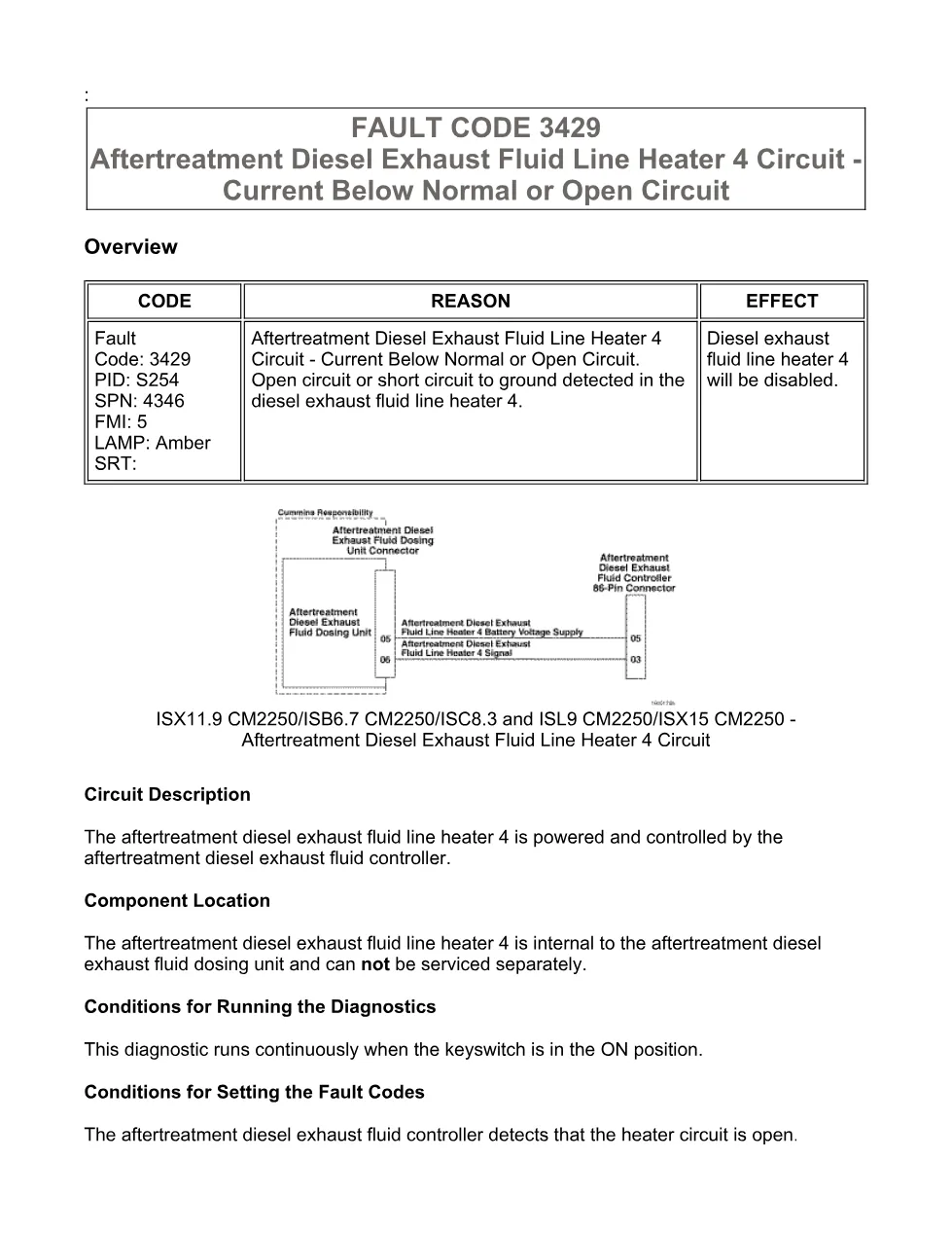 Cummins fault code 3429 — SPN 4346 FMI 5 troubleshooting manual - preview page 1 of 6