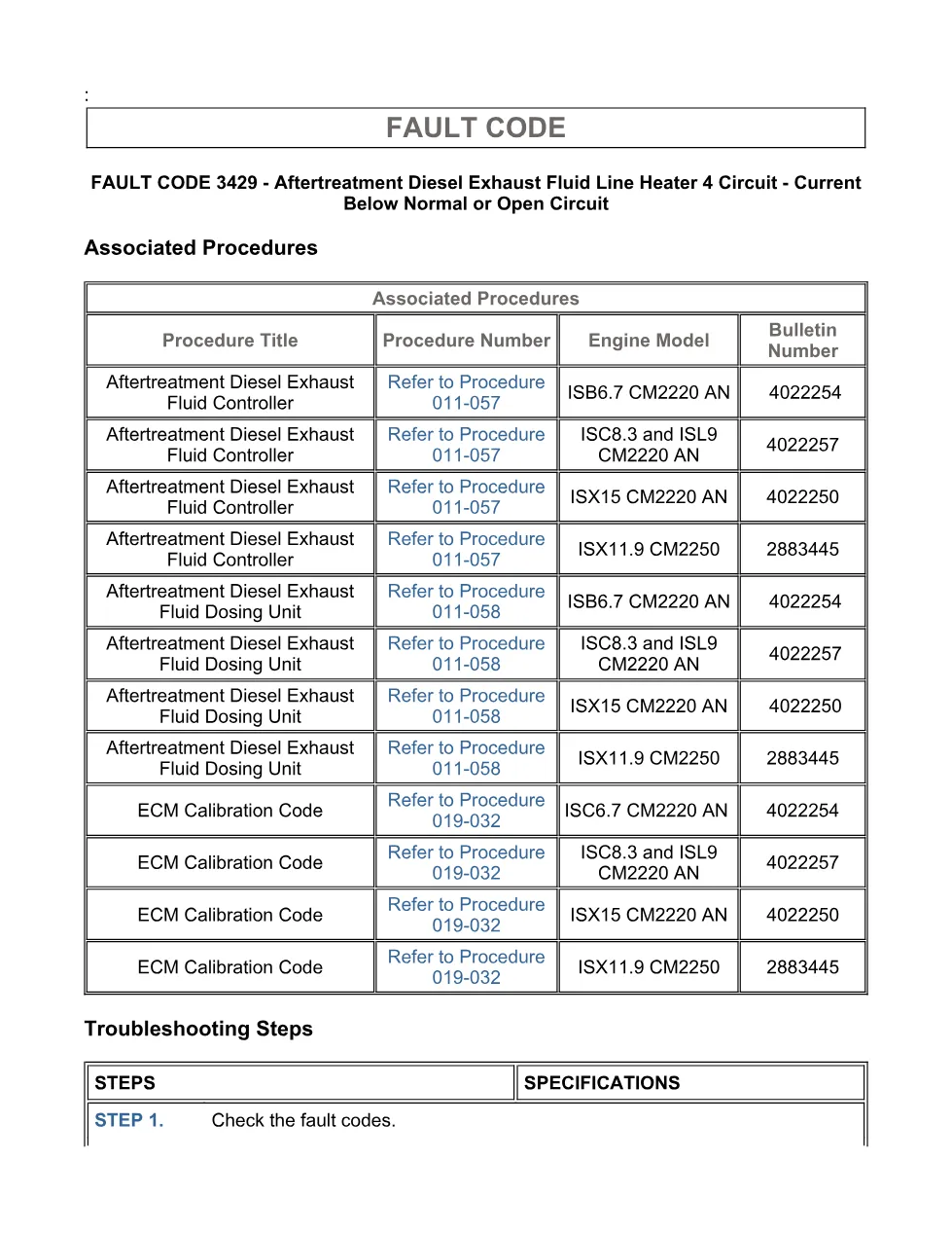 Cummins fault code 3429 — SPN 4346 FMI 5 troubleshooting manual - page 3 is available after signing in
