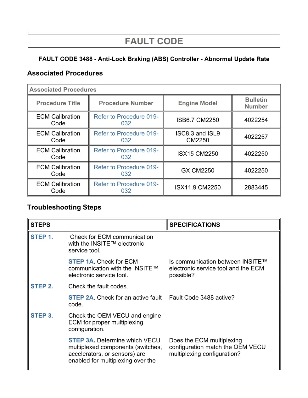 Cummins fault code 3488 — SPN 563 FMI 9 troubleshooting manual - page 3 is available after signing in