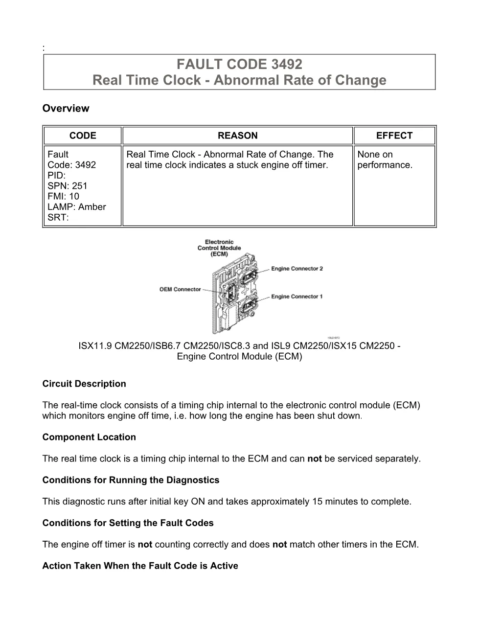 Cummins fault code 3492 — SPN 251 FMI 10 troubleshooting manual - preview page 1 of 6