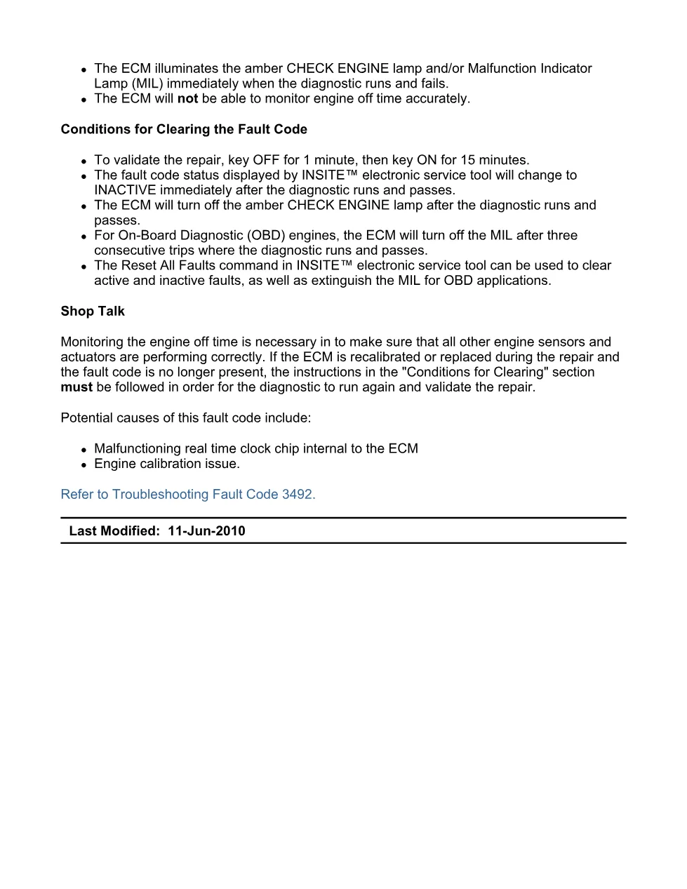 Cummins fault code 3492 — SPN 251 FMI 10 troubleshooting manual - preview page 2 of 6