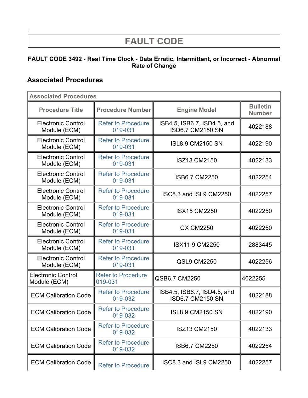 Cummins fault code 3492 — SPN 251 FMI 10 troubleshooting manual - page 3 is available after signing in
