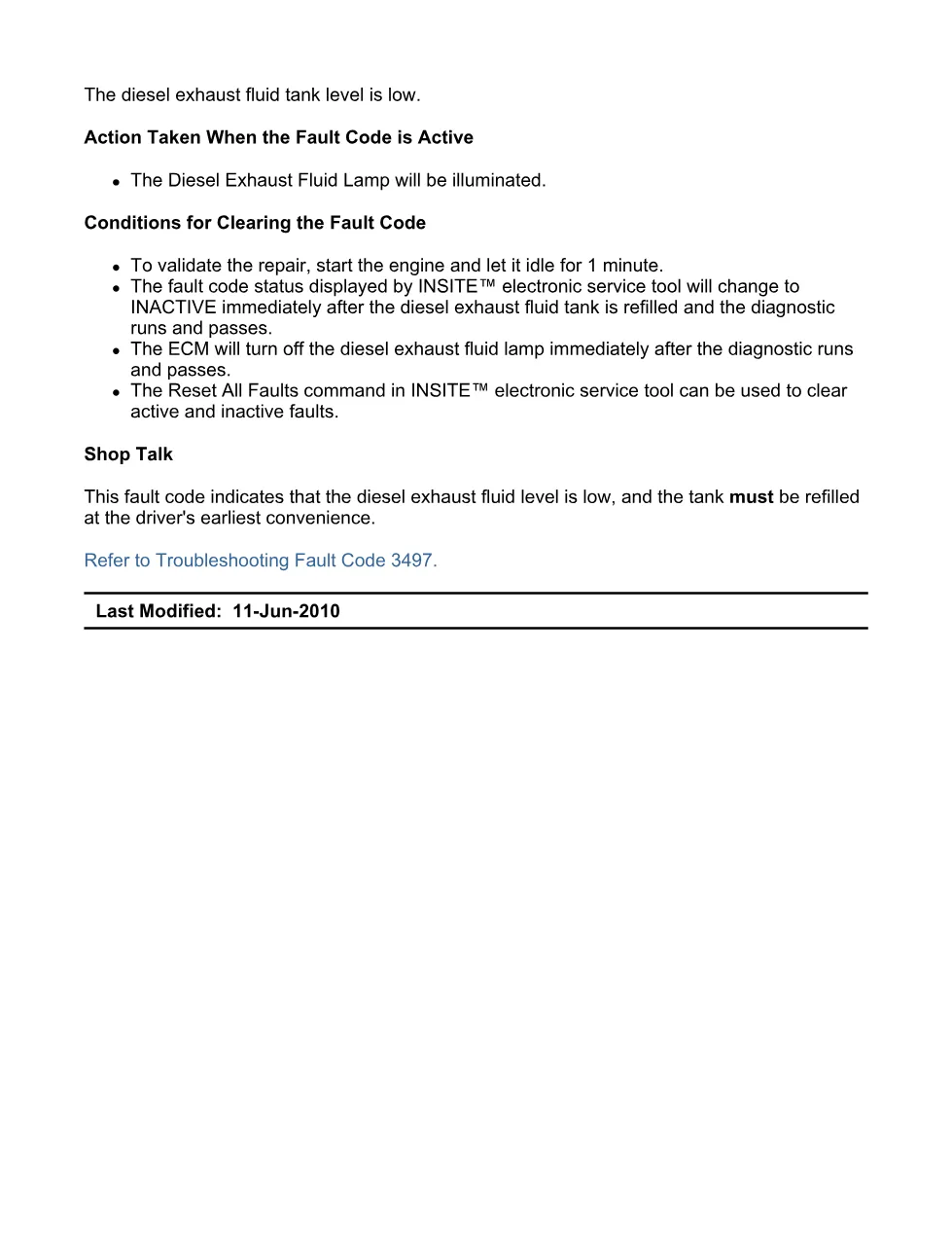 Cummins fault code 3497 — SPN 1761 FMI 17 troubleshooting manual - preview page 2 of 6