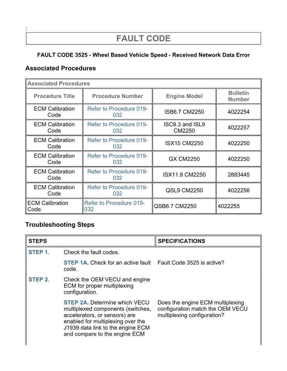 Cummins fault code 3525 — SPN 84 FMI 19 troubleshooting manual - page 3 is available after signing in