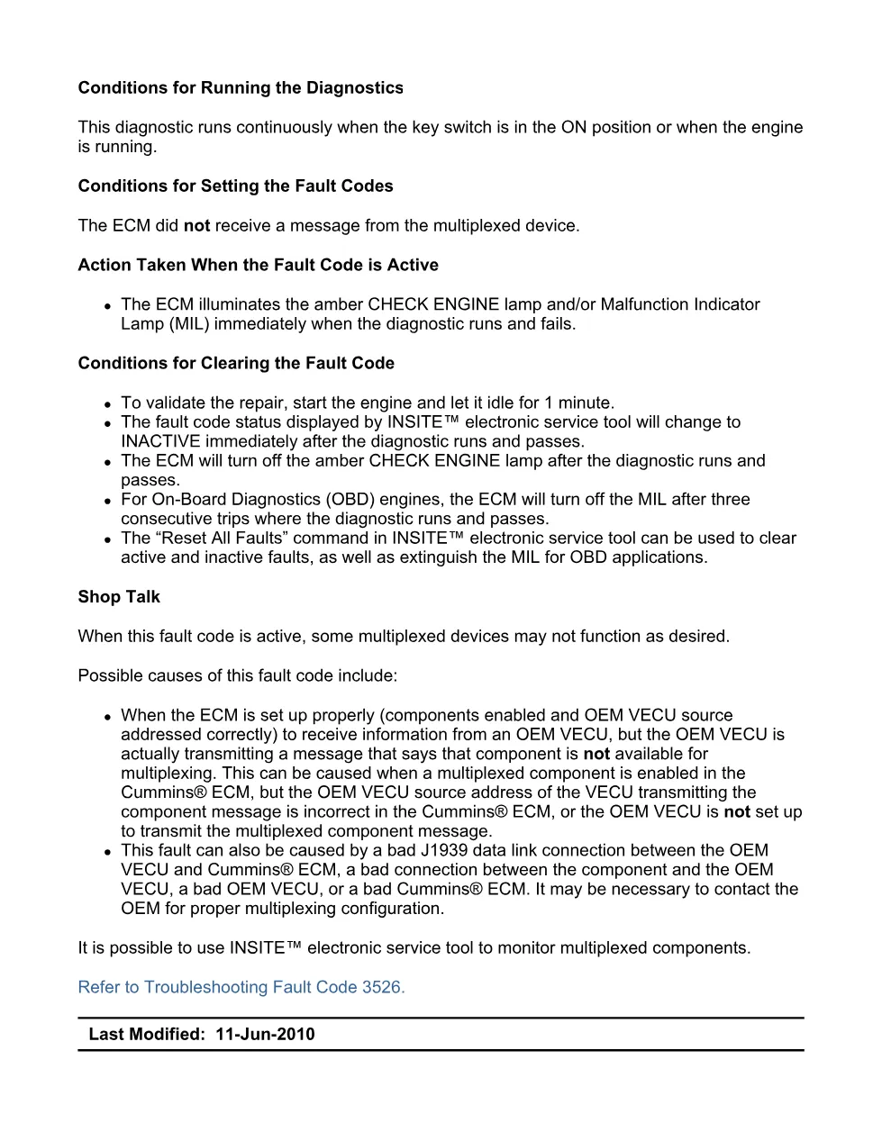 Cummins fault code 3526 — SPN 84 FMI 9 troubleshooting manual - preview page 2 of 6