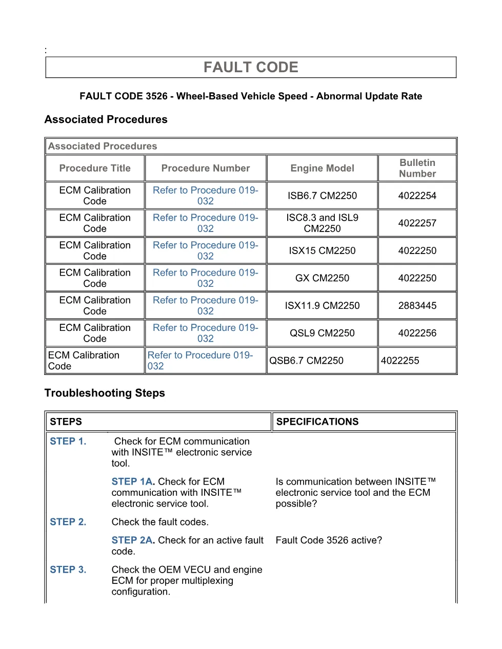 Cummins fault code 3526 — SPN 84 FMI 9 troubleshooting manual - page 3 is available after signing in