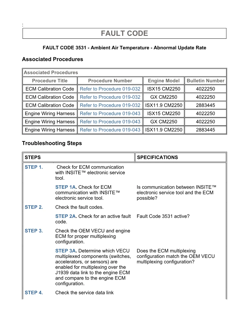 Cummins fault code 3531 — Ambient Air Temperature — PDF, 13 pages - page 3 is available after signing in
