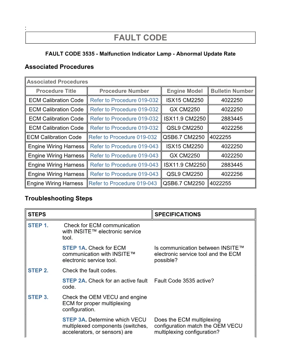 Cummins fault code 3535 — Malfunction Indicator Lamp — PDF, 13 - page 3 is available after signing in