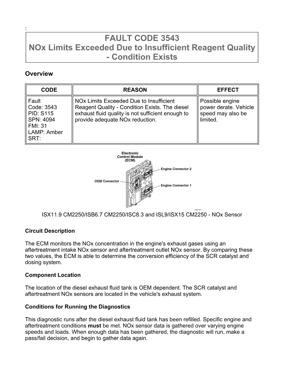 Cummins fault code 3543 — SPN 4094 FMI 31 troubleshooting manual - preview page 1 of 6