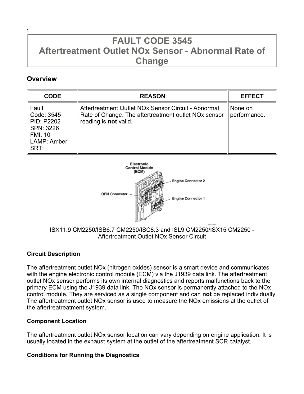 Cummins fault code 3545 — Aftertreatment Outlet NOx Sensor — PDF, - preview page 1 of 6
