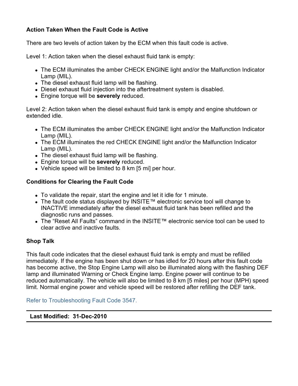 Cummins fault code 3547 — Aftertreatment DEF Tank Empty — PDF, 5 - preview page 2 of 5