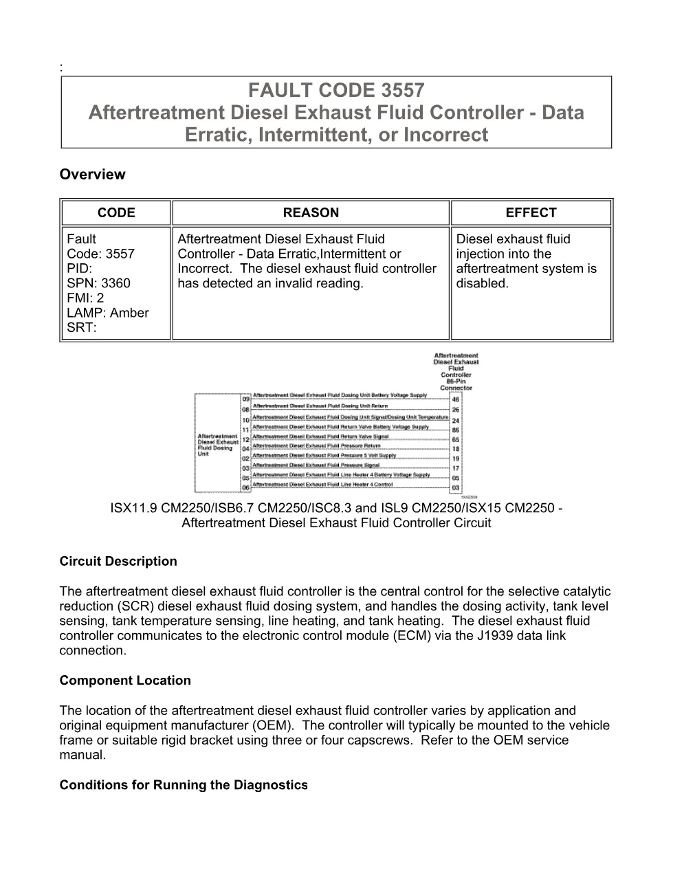 Cummins fault code 3557 — Aftertreatment DEF Controller — PDF, 12 - preview page 1 of 6