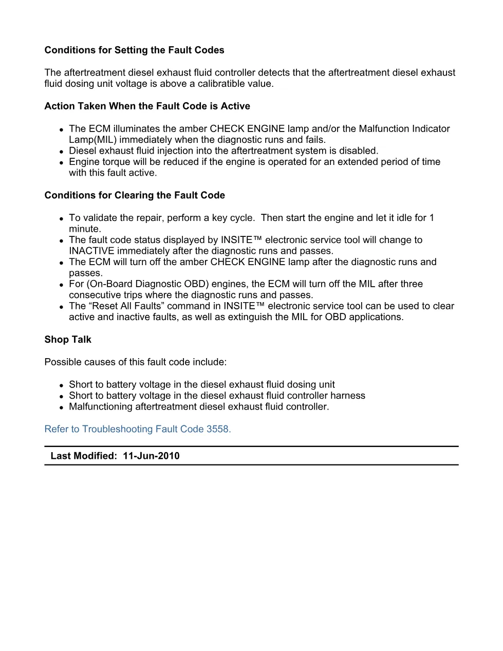 Cummins fault code 3558 — Aftertreatment DEF Dosing Unit — PDF, - preview page 2 of 6
