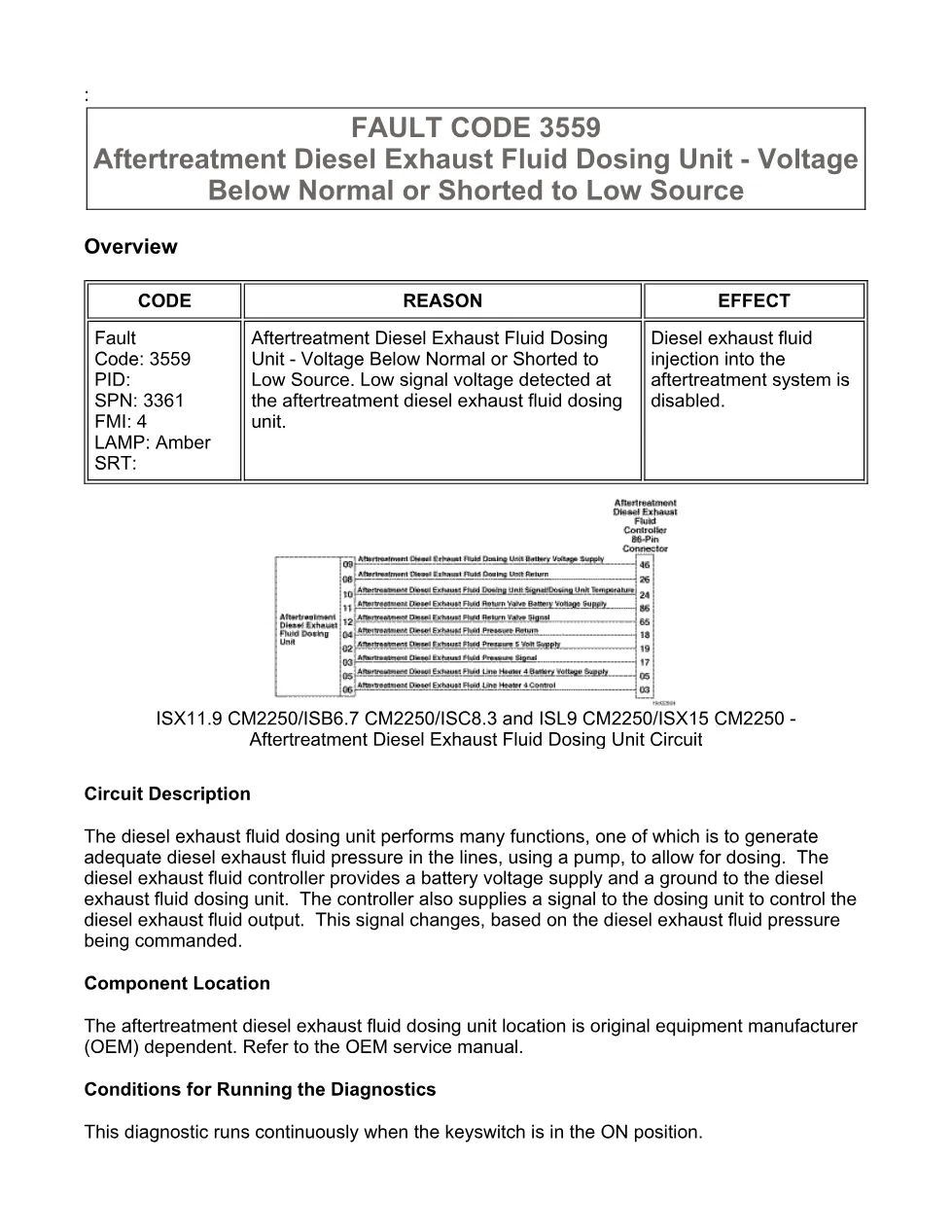Cummins fault code 3559 — Aftertreatment DEF Dosing Unit — PDF, - preview page 1 of 6