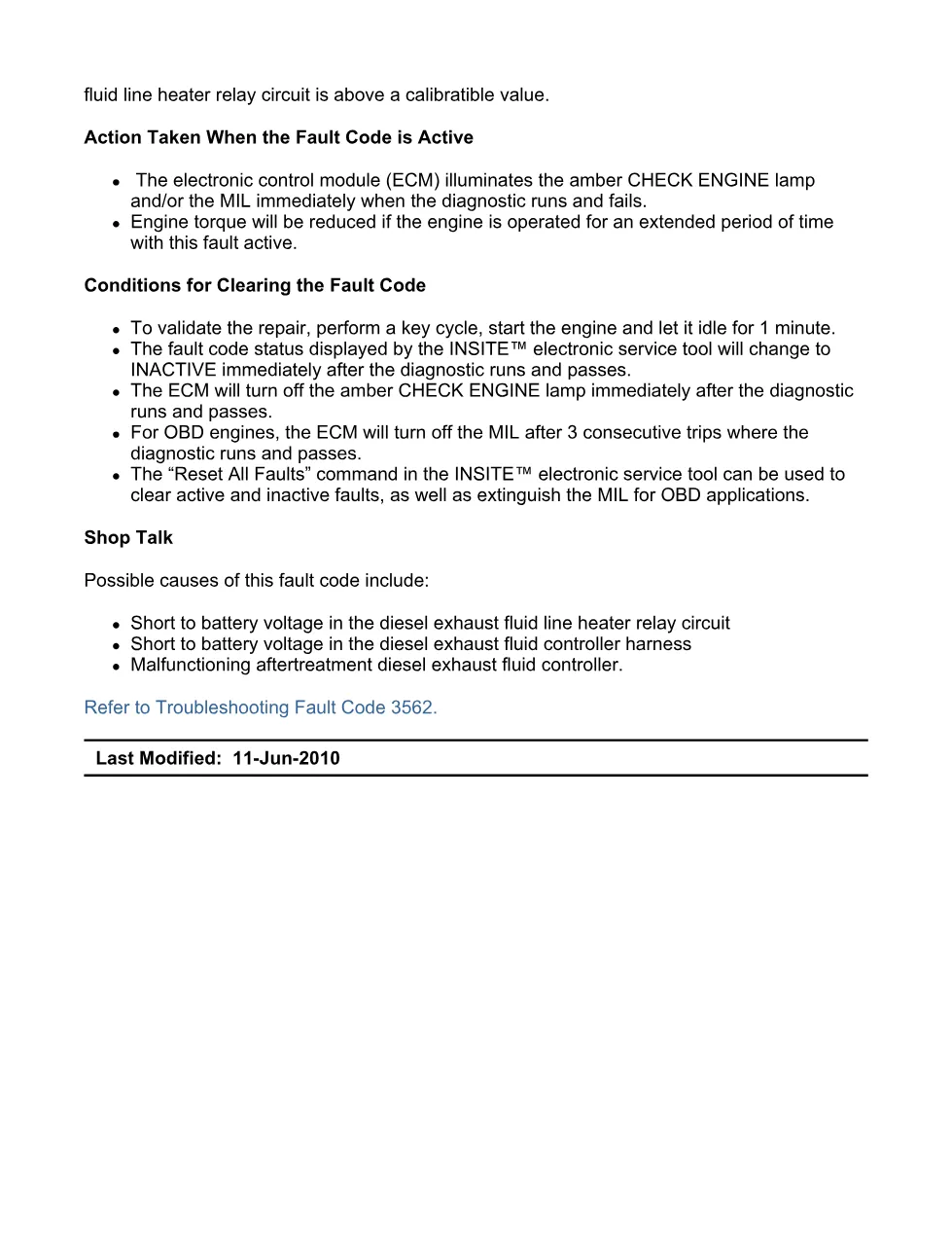 Cummins fault code 3562 — Aftertreatment DEF Line Heater Relay - preview page 2 of 6