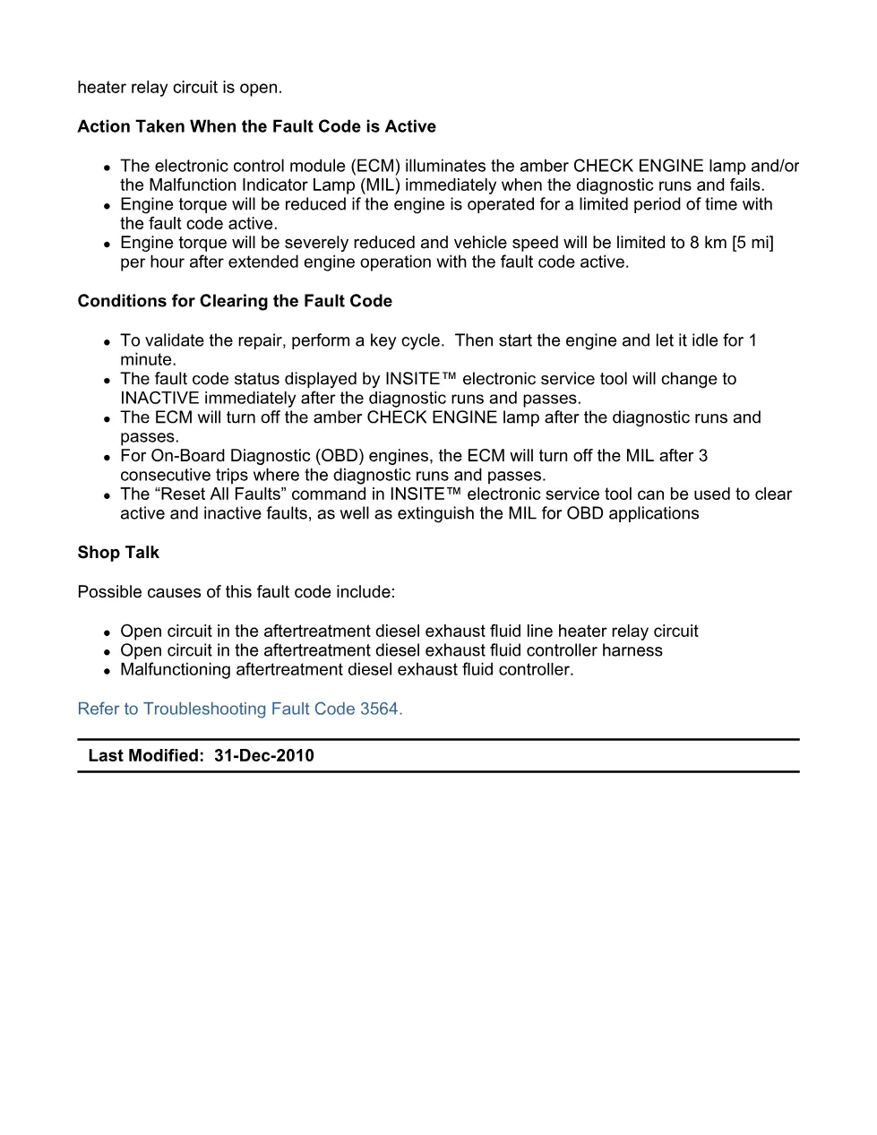 Cummins fault code 3564 — Aftertreatment DEF Line Heater Relay - preview page 2 of 6