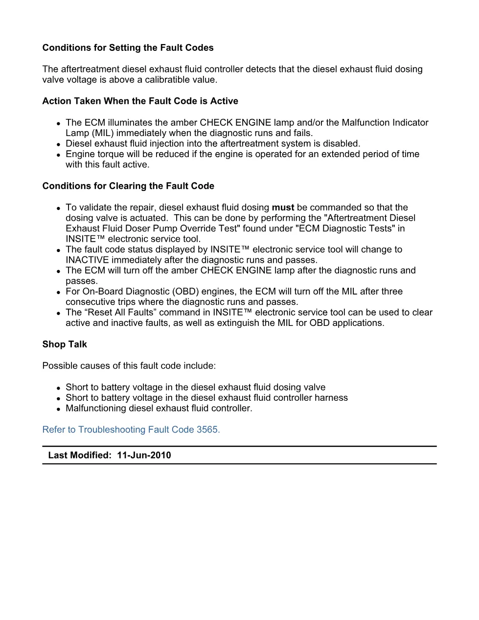 Cummins fault code 3565 — Aftertreatment DEF Dosing Valve — PDF, - preview page 2 of 6
