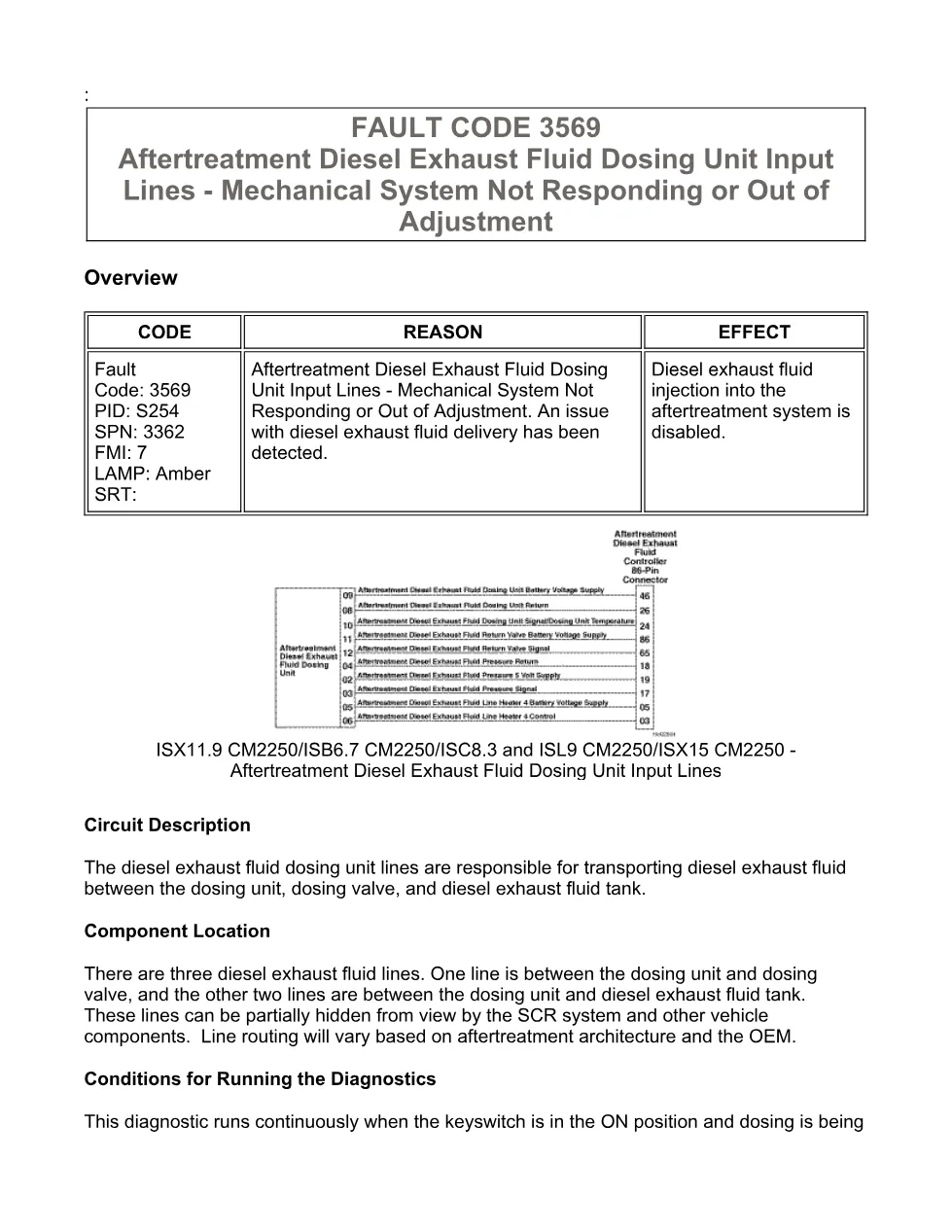 Cummins fault code 3569 — Aftertreatment DEF Dosing Unit Input - preview page 1 of 6