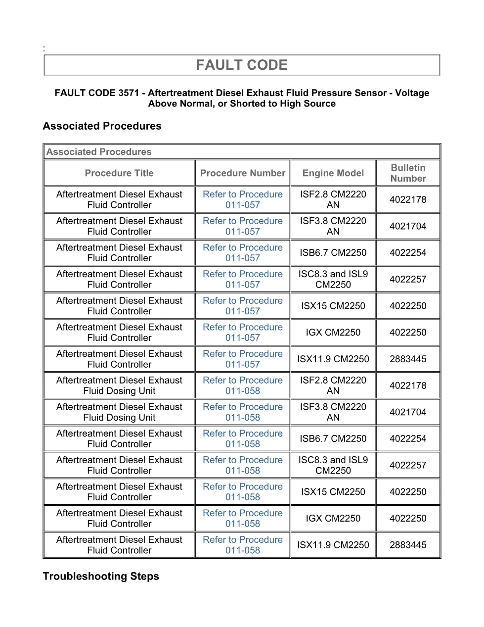 Cummins fault code 3571 — Aftertreatment DEF Pressure Sensor - page 3 is available after signing in
