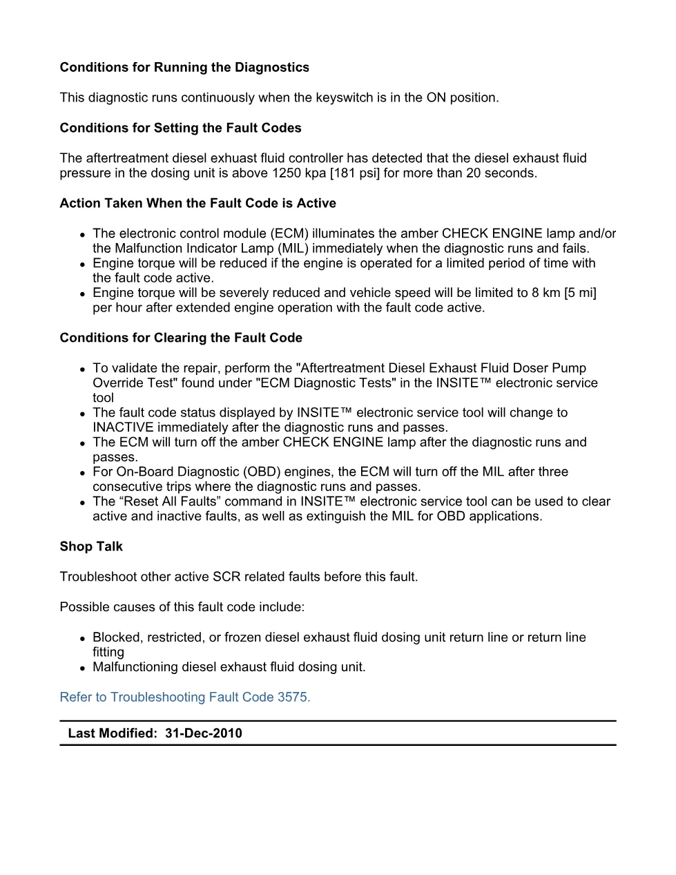 Cummins fault code 3575 — Aftertreatment DEF Pressure Sensor - preview page 2 of 6