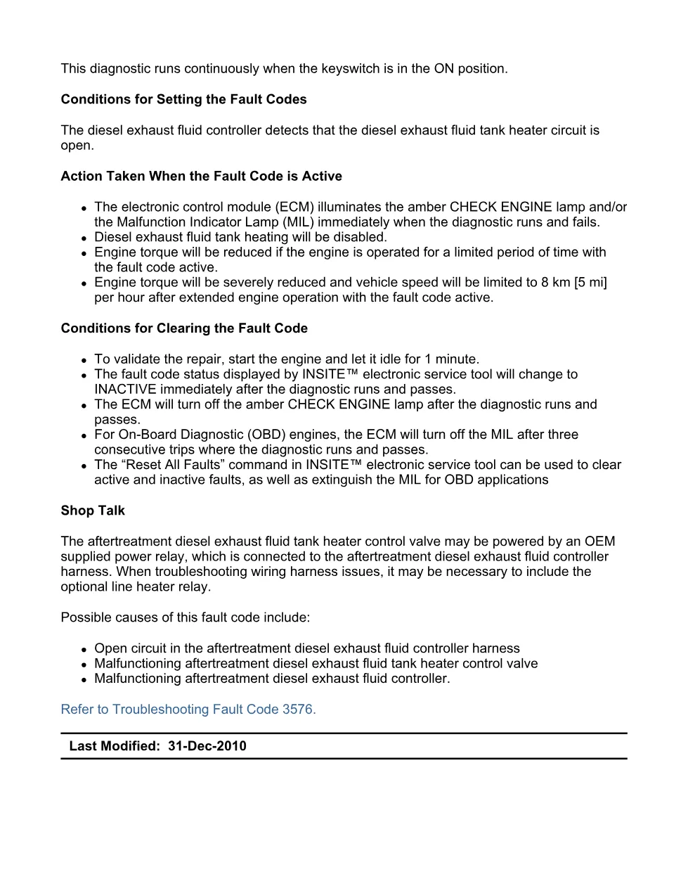 Cummins fault code 3576 — Aftertreatment DEF Tank Heater — PDF, - preview page 2 of 6