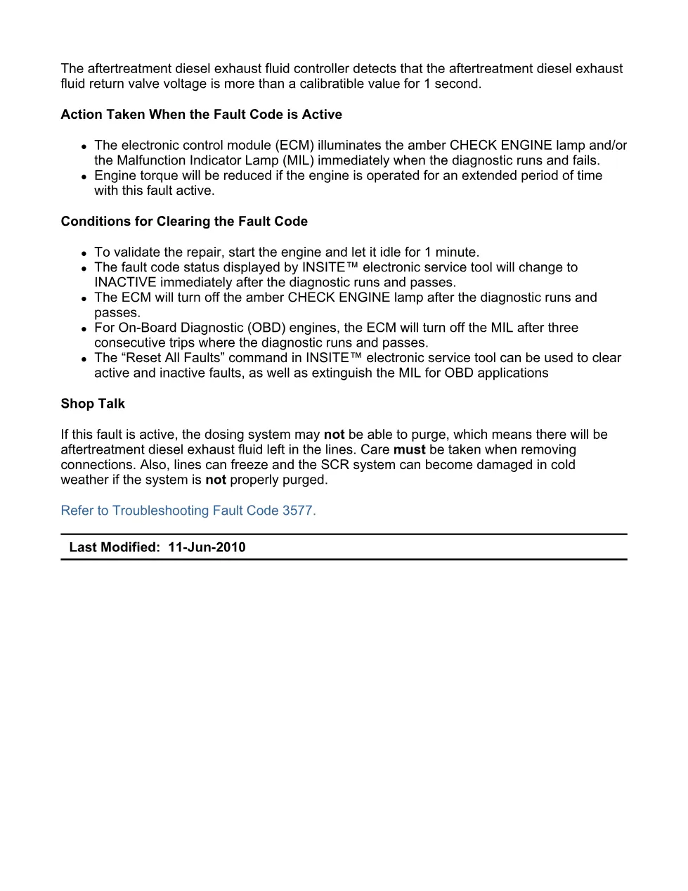 Cummins fault code 3577 – DEF return valve voltage high, ISX11.9 - preview page 2 of 6