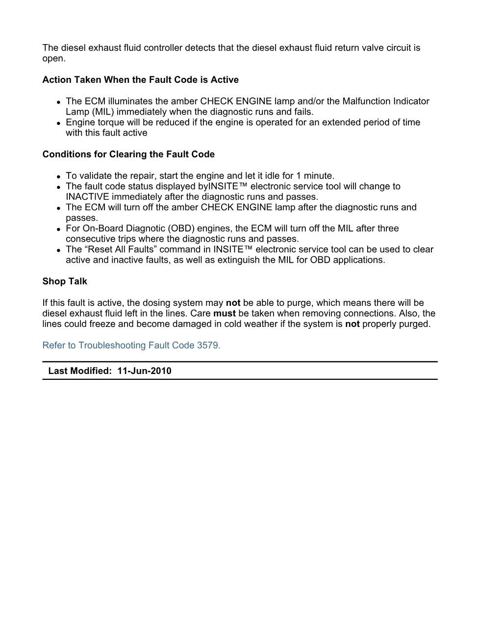 Cummins fault code 3579 – DEF return valve open circuit, ISX11.9 - preview page 2 of 6