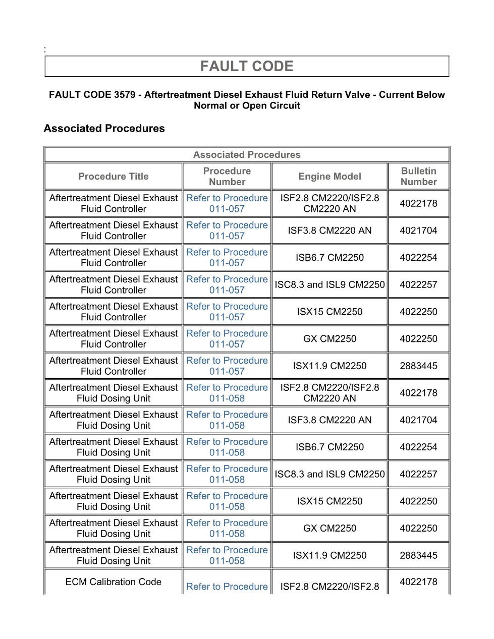 Cummins fault code 3579 – DEF return valve open circuit, ISX11.9 - page 3 is available after signing in