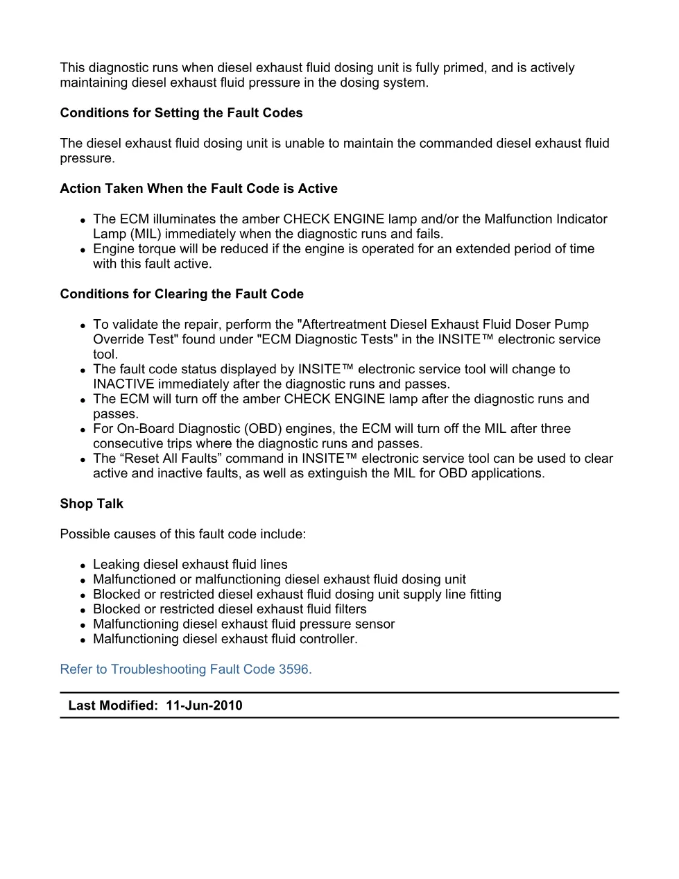 Cummins fault code 3596 – DEF pressure sensor, ISX11.9 CM2250 - preview page 2 of 6