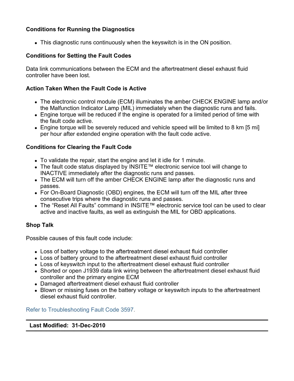 Cummins fault code 3597 – DEF controller update rate, ISX11.9 - preview page 2 of 6