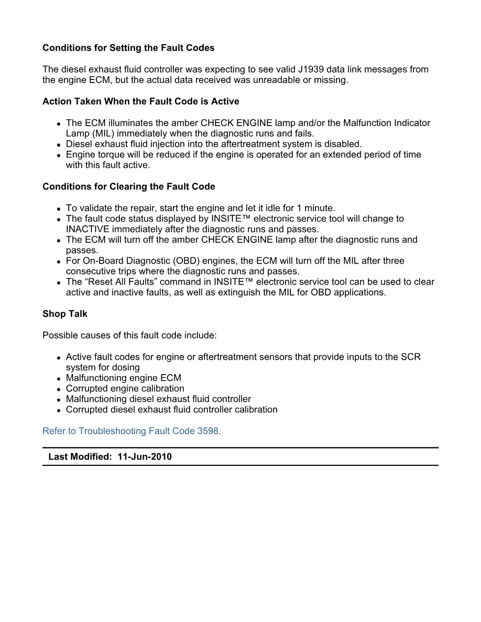 Cummins fault code 3598 – DEF controller network data, ISX11.9 - preview page 2 of 6