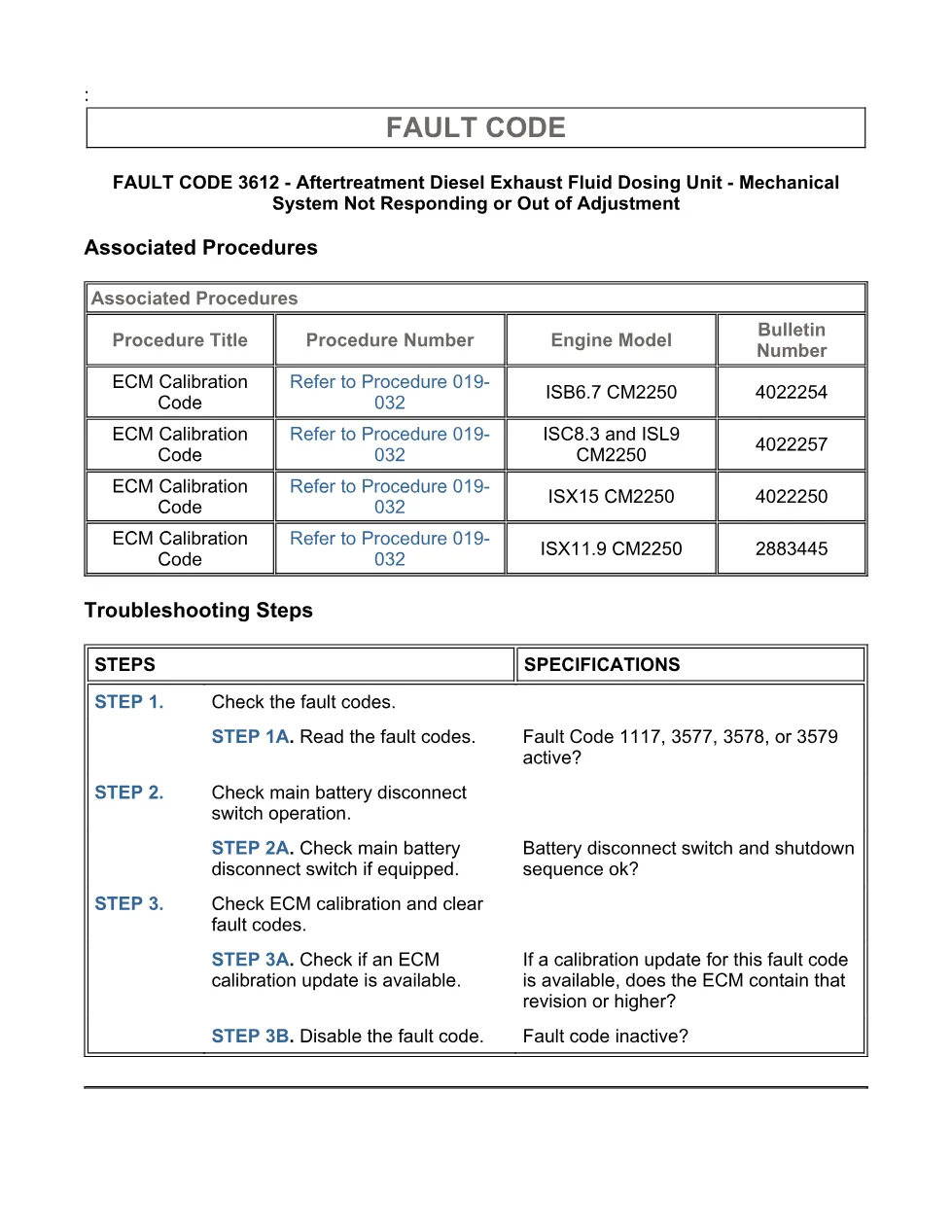 Cummins fault code 3612 – DEF dosing unit purge, ISX11.9 CM2250 - page 3 is available after signing in