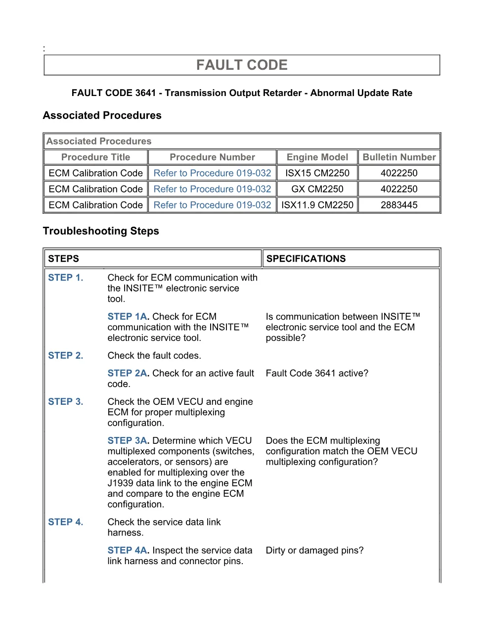 Cummins fault code 3641 – transmission output retarder, ISX11.9 - page 3 is available after signing in